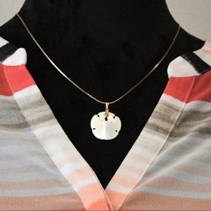 Sand Dollar Pendant on Gold Chain